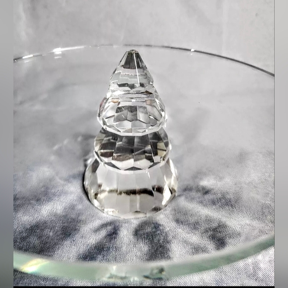 Vidali Collection Crystal Pedestal Christmas Tree Thick Glass Cake Stand Rare! - Picture 2 of 9